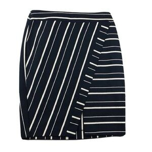 Ann Taylor LOFT Ribbon skirt Diagonal stripe Mini Skirt Navy Blue & White Size 2